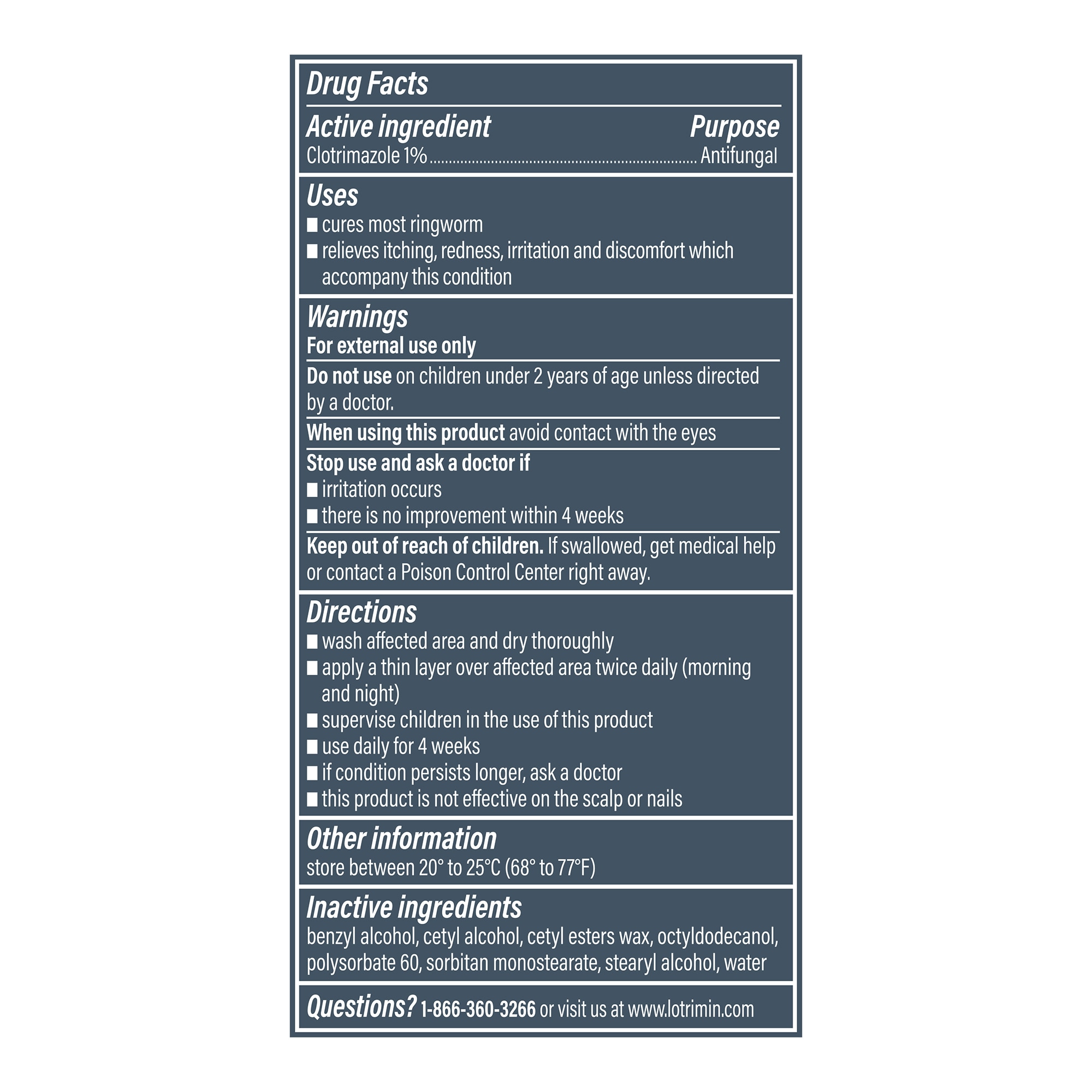 details of grey and red box of lotrimin ringworm cream