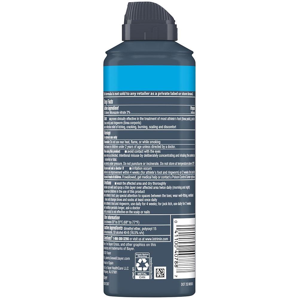back of gray can showing drug facts for gray can of Lotrimin® AF Athlete's Foot Liquid Spray