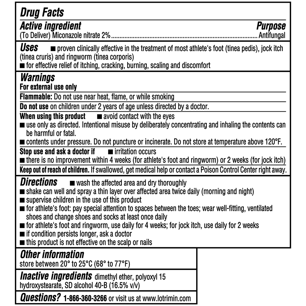 drug facts for gray can of Lotrimin® AF Athlete's Foot Liquid Spray