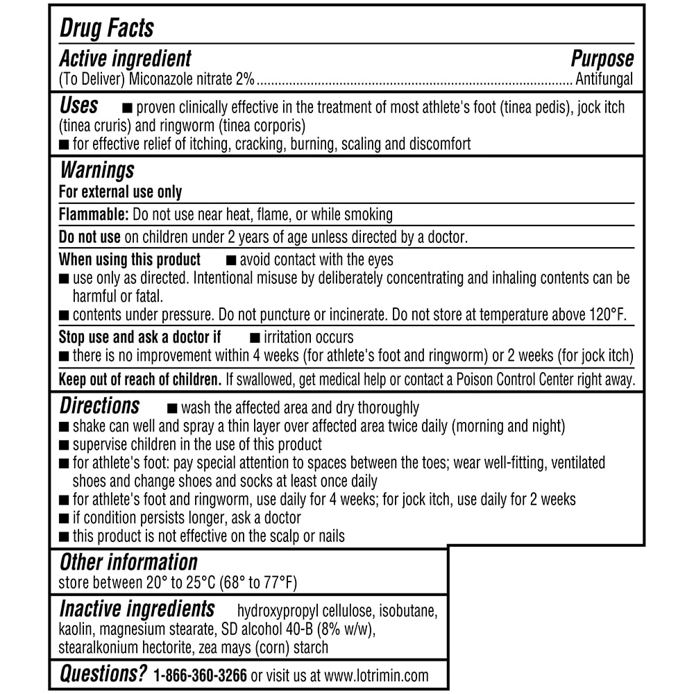 drug facts for Lotrimin® AF Athlete's Foot Powder Spray