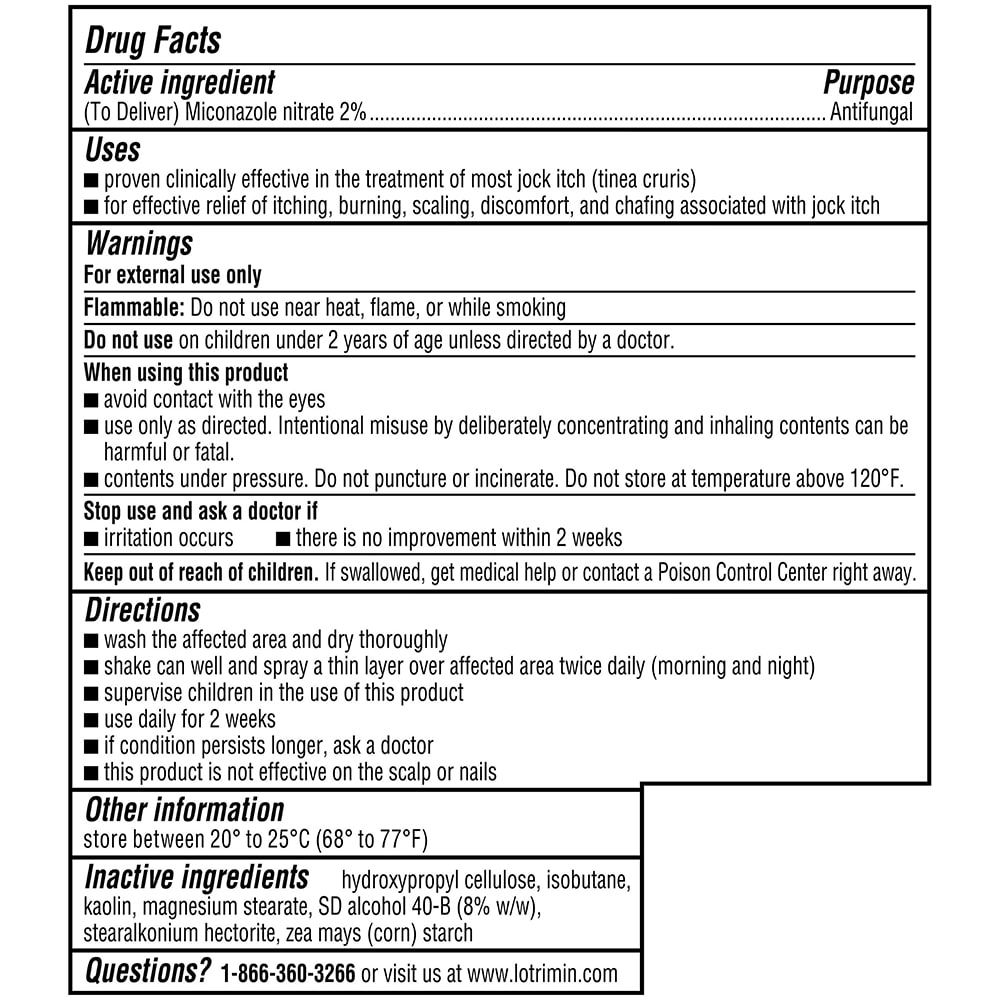 drug facts for Lotrimin® AF Jock Itch Antifungal Powder Spray
