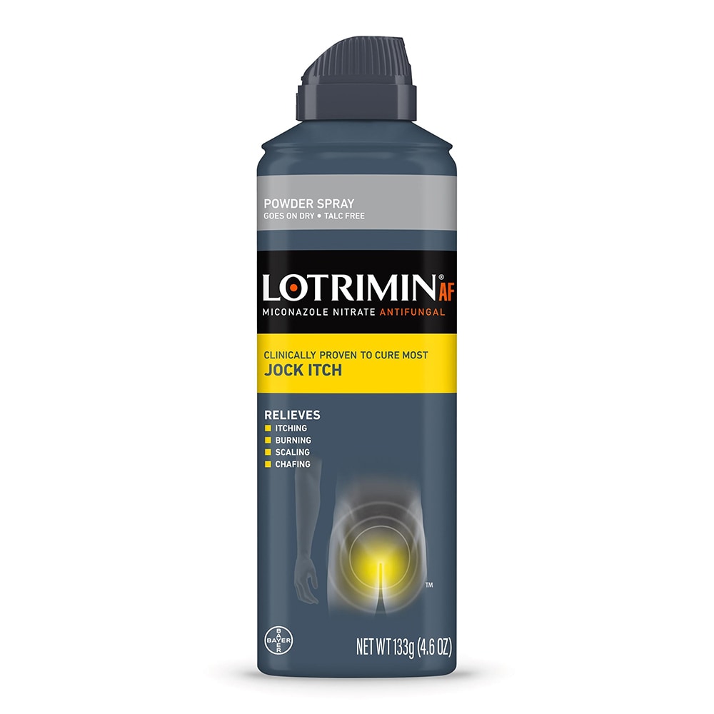 gray can of Lotrimin® AF Jock Itch Antifungal Powder Spray